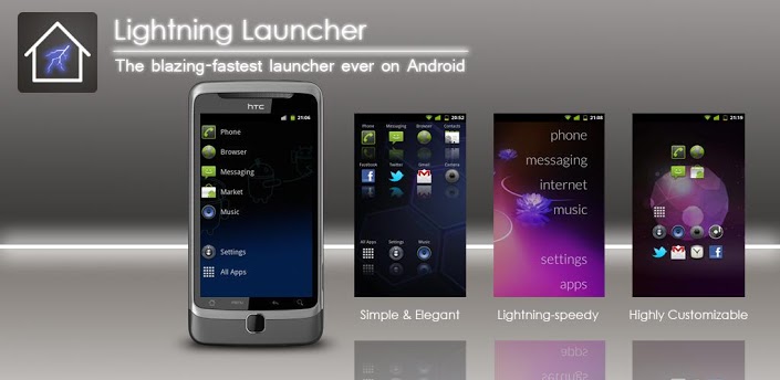 Lightning Launcher Home är en mycket anpassningsbar hemskärmsersättare