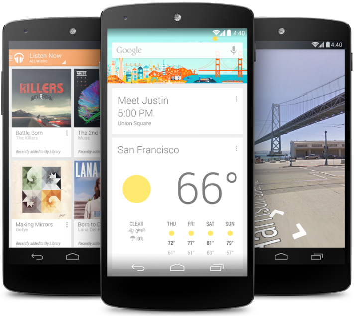 Videor som visar LG Nexus 5 och Android 4.4 KitKat