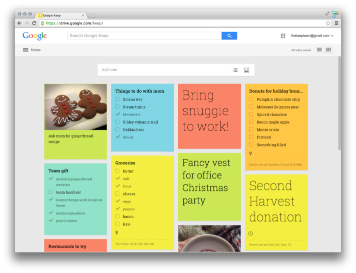 Google Keep får nytt gränssnitt på webben