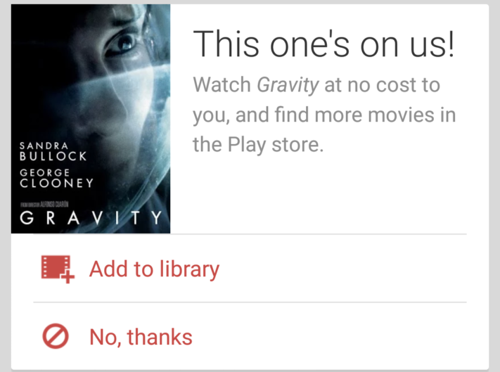 Google bjuder vissa användare på prisbelönta filmen Gravity