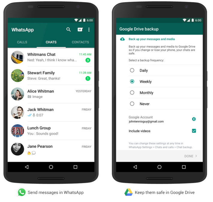 WhatsApp kan nu spara meddelanden på Google Drive