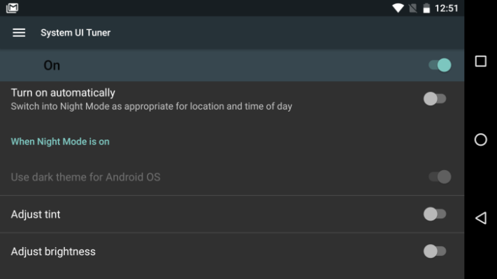 Android N har ett inbyggt nattläge, gör skärmen behagligare att titta på i mörker