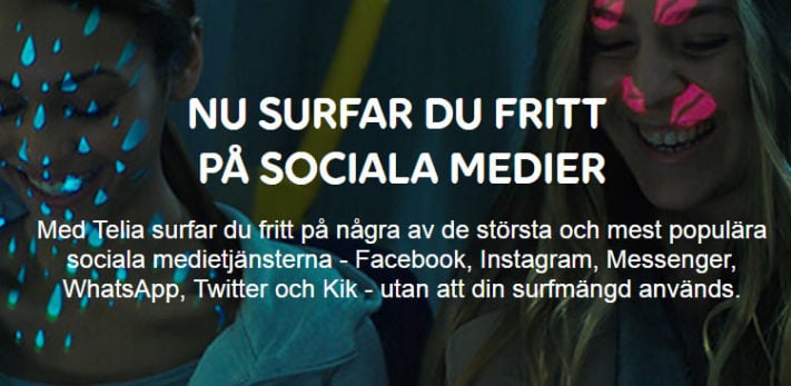 Telia: Nu surfar du fritt på sociala medier