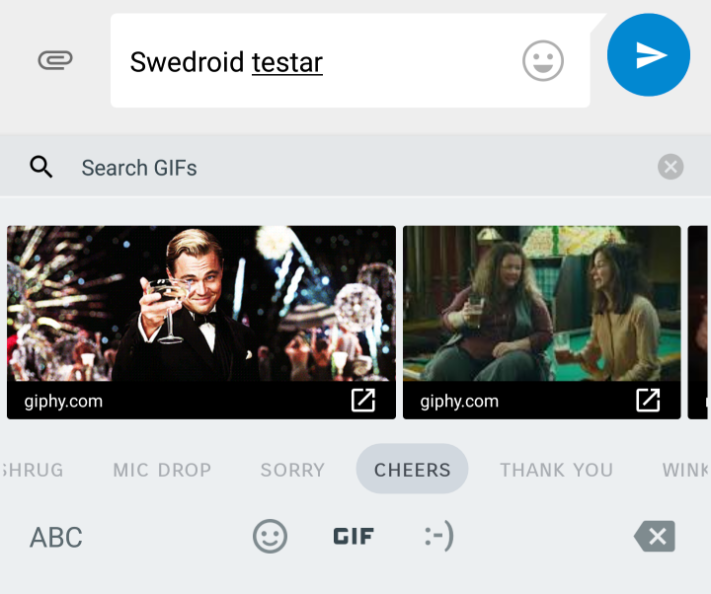 Tangentbordet i Android 7.1 kan infoga animerade GIF-bilder