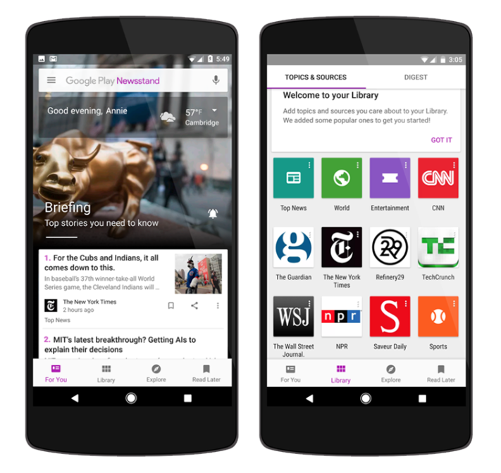 Nyhetsappen Google Play Newsstand får maffig uppdatering