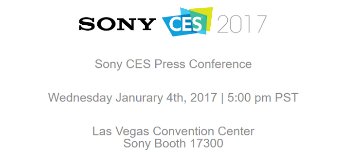 Sony tillkännager presskonferens under CES 2017