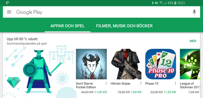 Rea på filmer och spel i Google Play – upp till 80 %