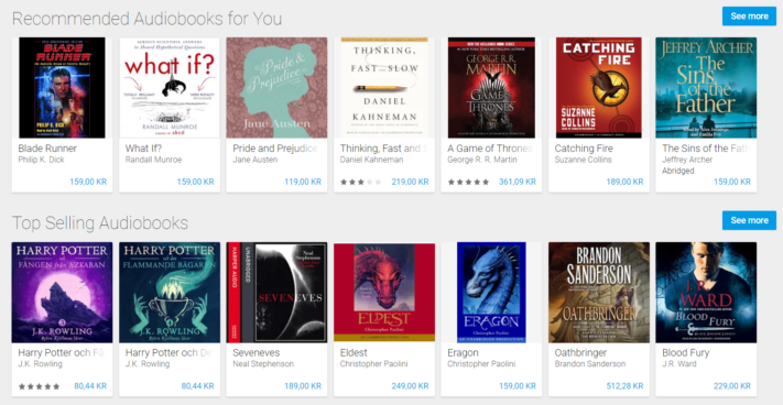 Google Play säljer nu ljudböcker