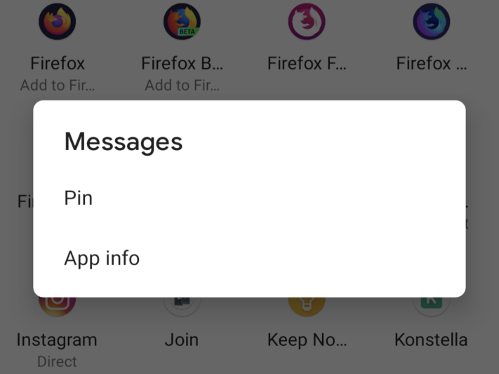 Appar kan fästas i delningsmenyn i Android 11