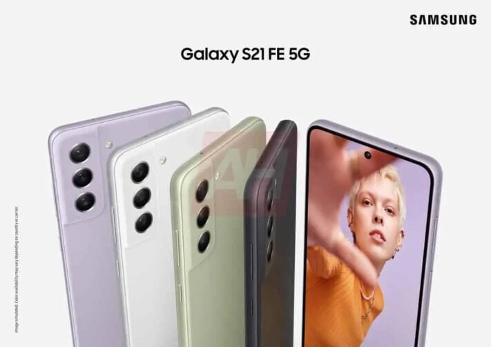 Samsung Galaxy S21 FE visas i fyra färger