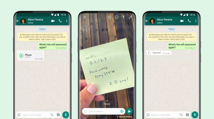 WhatsApp kan nu skicka engångsbilder