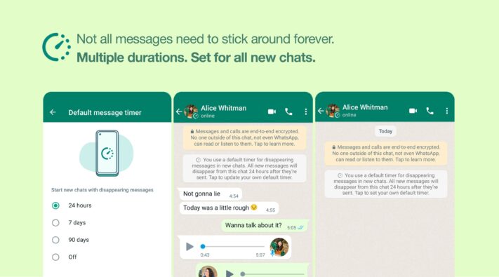 WhatsApp erbjuder utökade alternativ för automatisk radering av meddelanden